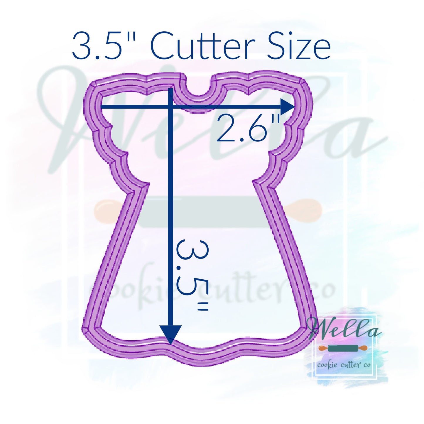 Dress with Ruffled Sleeves Cookie Cutter, Little Girl Dress Cookie Cutter