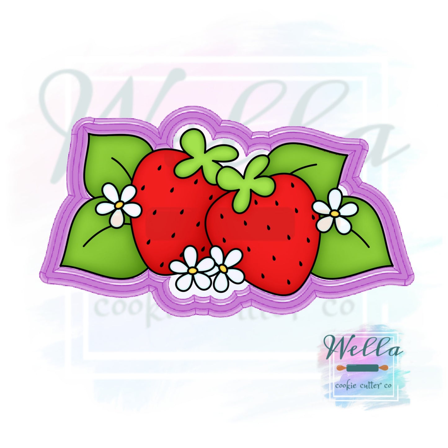Strawberry Bunch Cookie Cutter with Optional Stencil