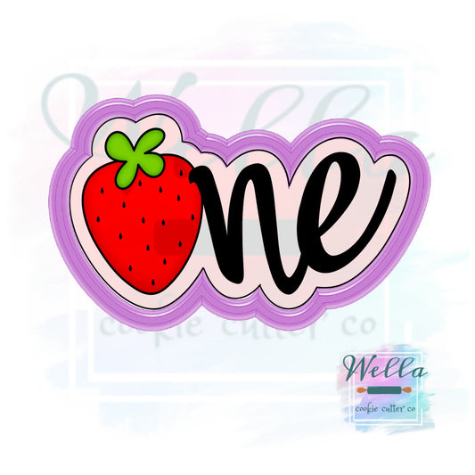 Strawberry ONE Cookie Cutter with Optional Stencil