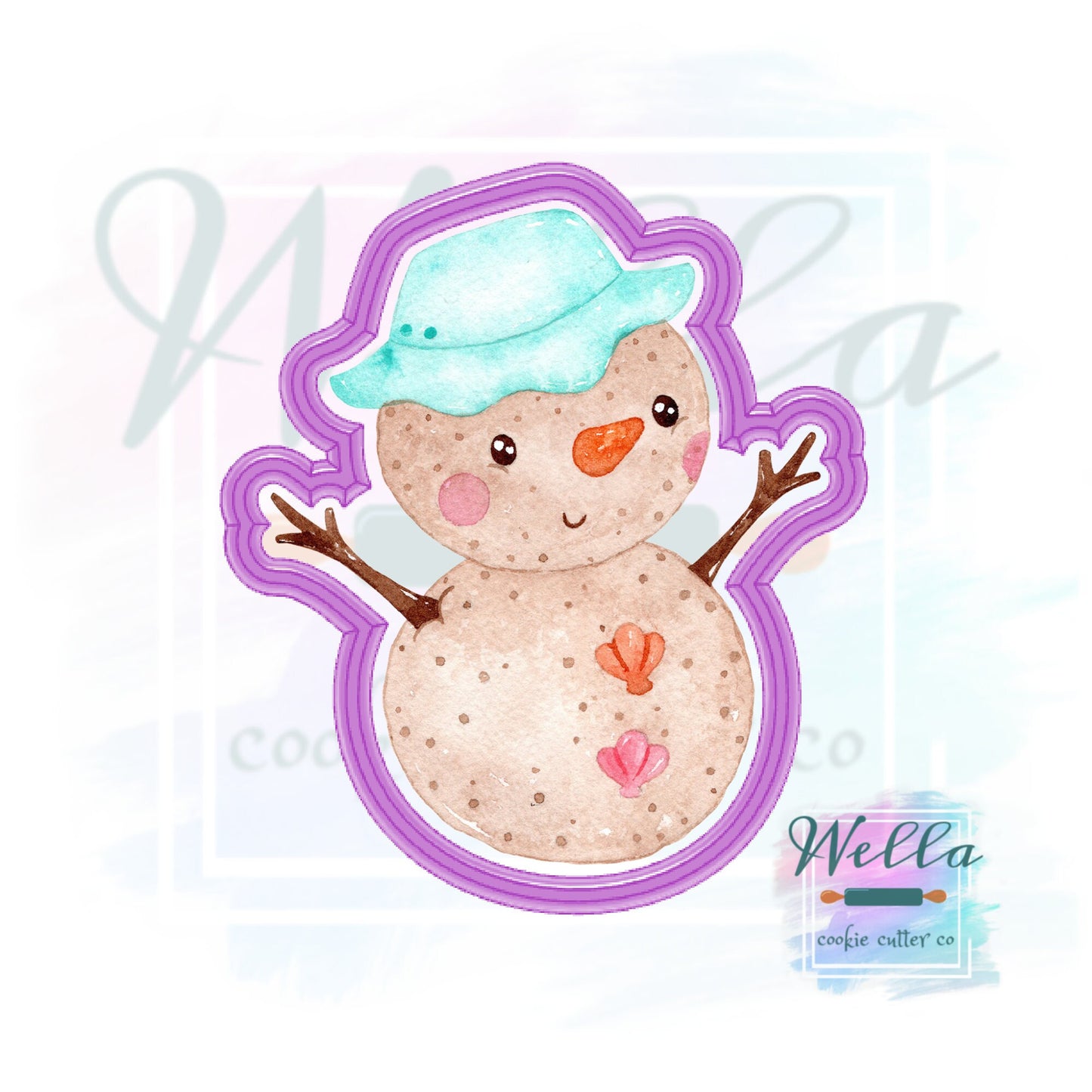 Summer Snowman Cookie Cutter, Sandy Snowman Cookie Cutter, Christmas in July Cookie Cutter