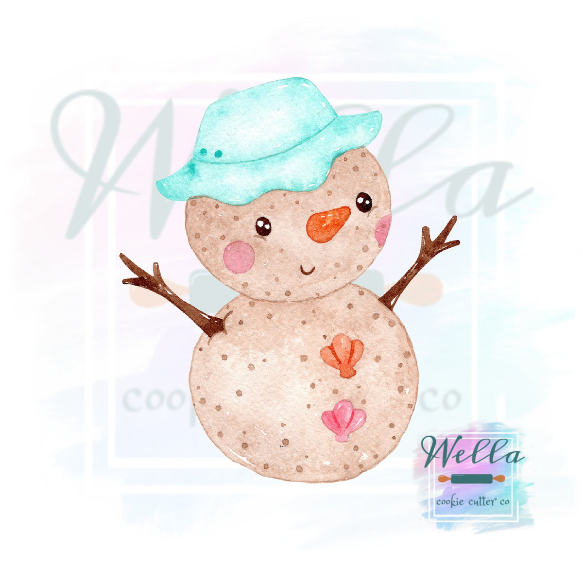 Summer Snowman Cookie Cutter, Sandy Snowman Cookie Cutter, Christmas in July Cookie Cutter