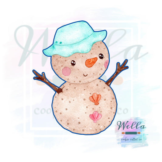 Summer Snowman Cookie Cutter, Sandy Snowman Cookie Cutter, Christmas in July Cookie Cutter