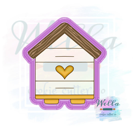 Bee House Cookie Cutter with or without Heart Cut Out, Apiary Cookie Cutter
