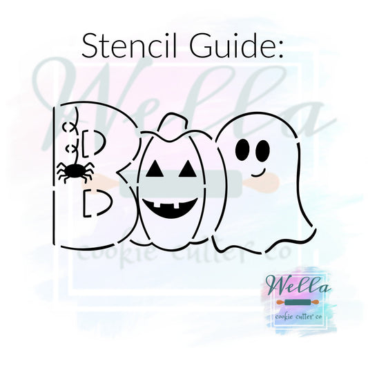 BOO Pumpkin Ghost Halloween Cookie Cutter with Optional Stencil Guide