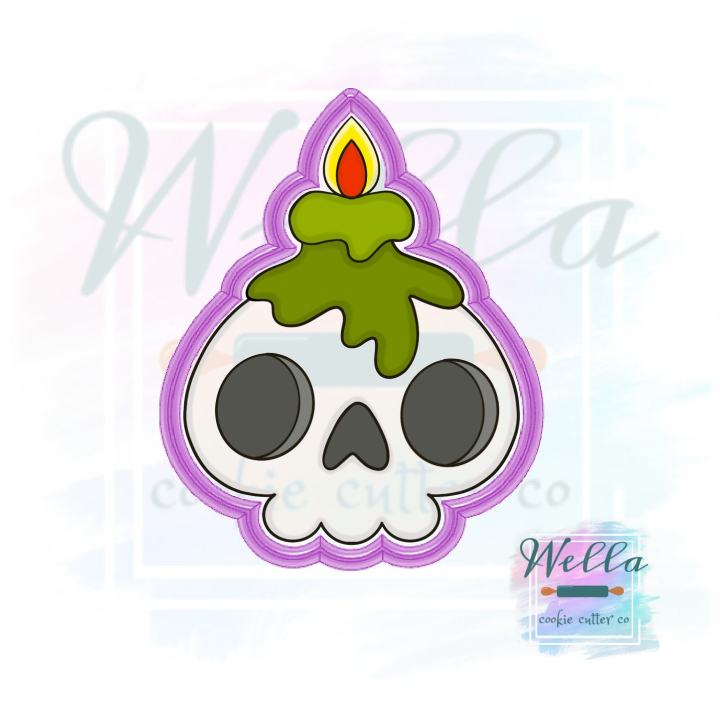 Skull with Candle Cookie Cutter, Halloween Cookie Cutter