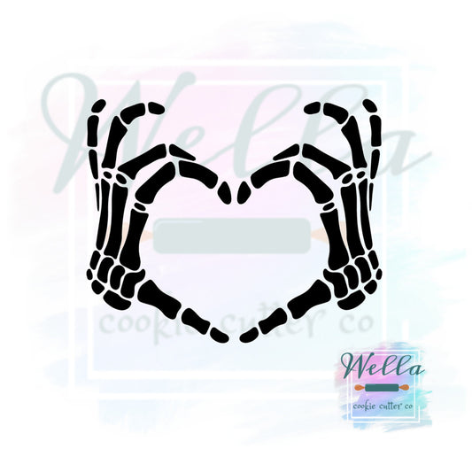 Skeleton Love Cookie Cutter with Optional Stencil, Skeleton Hands Cookie Cutter, Halloween Cutter