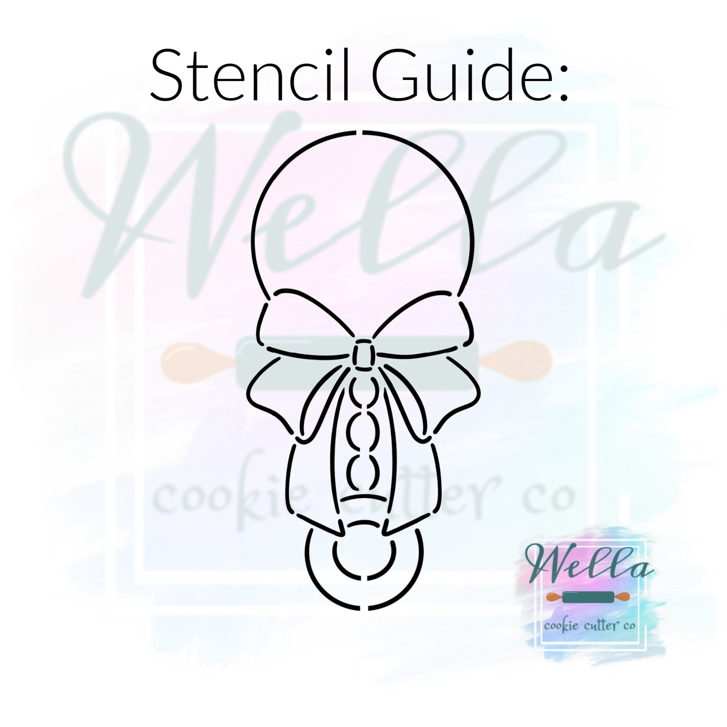 Baby Rattle with Double Bow Cookie Cutter with Optional Stencil