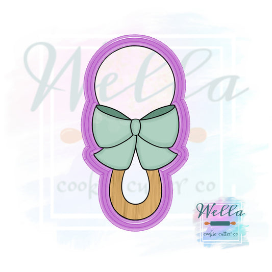 Baby Rattle #2 Cookie Cutter with Optional Stencil Guide