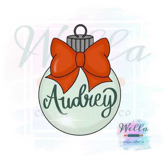 Ornament with Bow #2 Cookie Cutter with Optional Stencil, Christmas Cookie Cutter