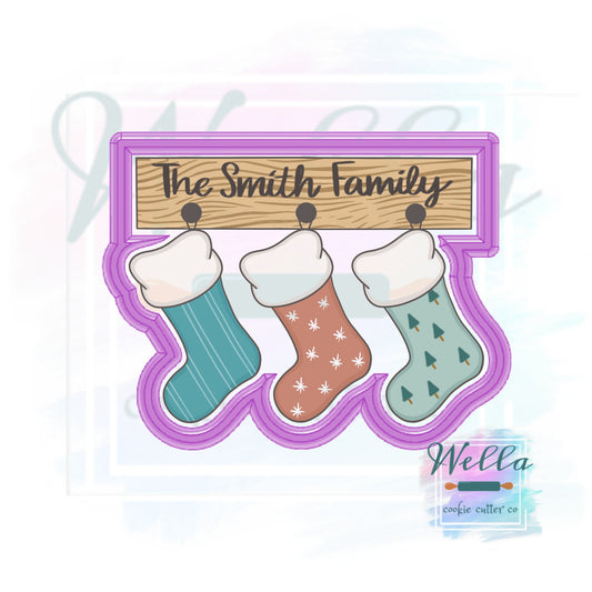 Hanging Stockings Cookie Cutter with Optional Stencil Guide, Christmas Cookie Cutter