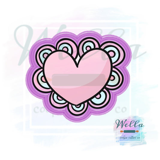 Heart with Wonky Scalloped Edges Cookie Cutter, Scalloped Edge Heart Cookie Cutter, Valentine Cookie Cutter
