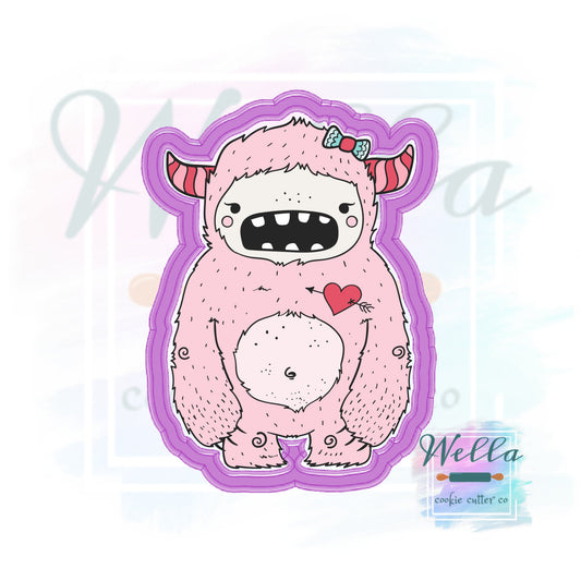 Yeti Valentine Cookie Cutter, Yeti Monster Cookie Cutter, Yeti Cookie Cutter, Love Monster Cookie Cutter