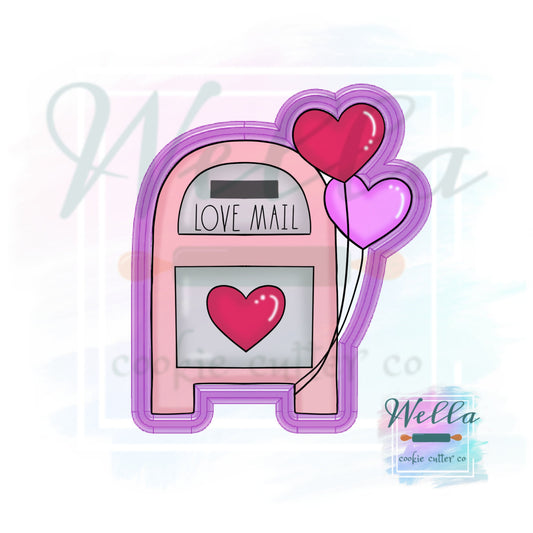 Love Mailbox with Balloons Cookie Cutter, Valentine's Day Cookie Cutter
