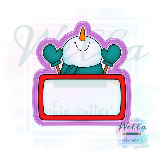 Snowman Name Plaque Cookie Cutter, Christmas Cookie Cutter