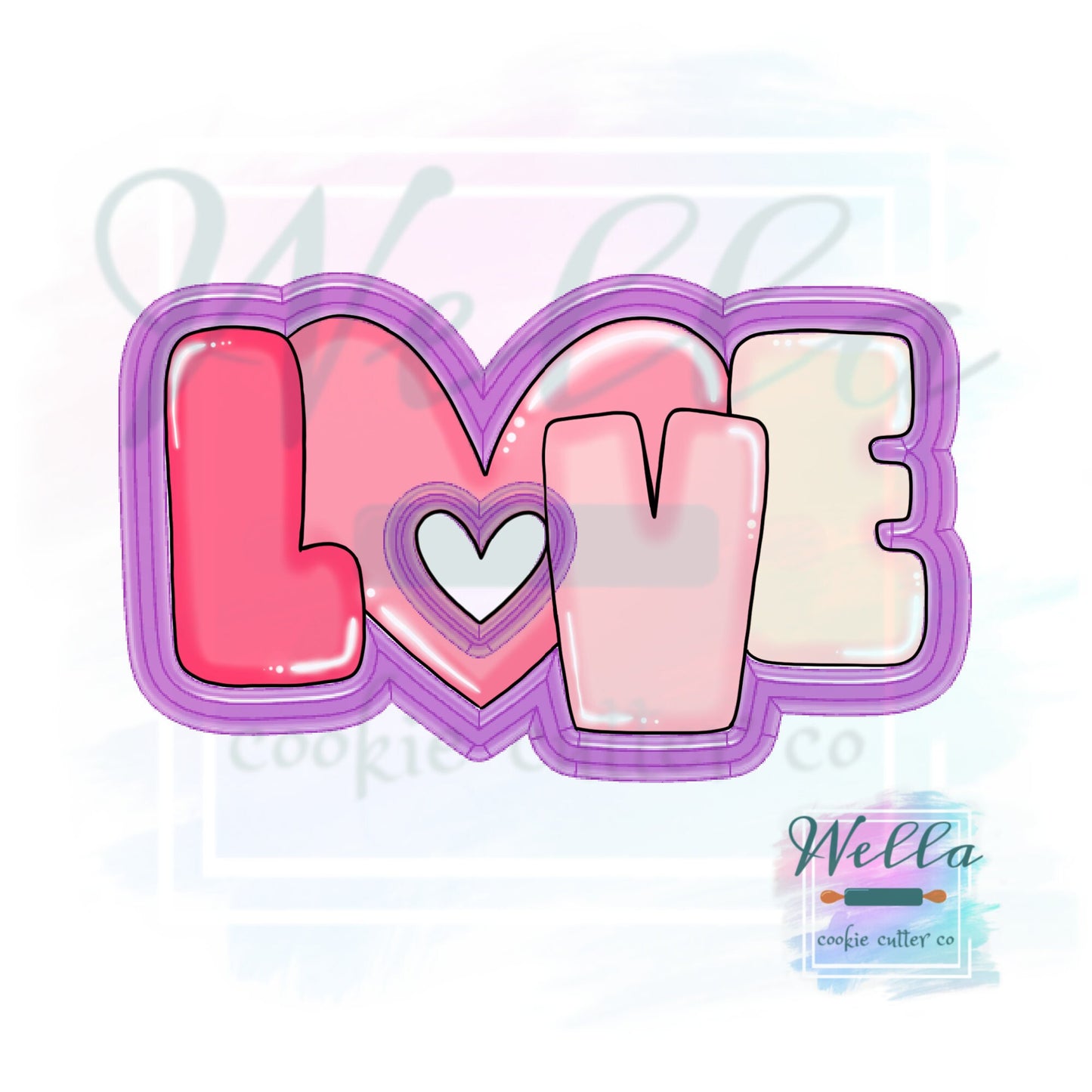 Love Cookie Cutter with Cut Out Heart and Optional Stencil, Valentine's Day Cookie Cutter, Love Cookie Cutter