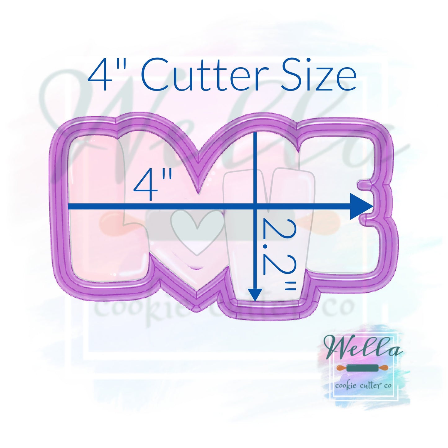Love Cookie Cutter with Cut Out Heart and Optional Stencil, Valentine's Day Cookie Cutter, Love Cookie Cutter