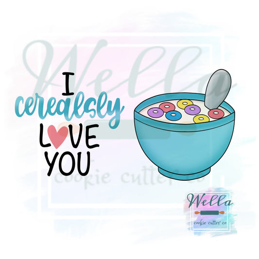 I cerealsly Love You Cookie Cutter Set with Optional Stencil, Valentine Cookie Cutter Set