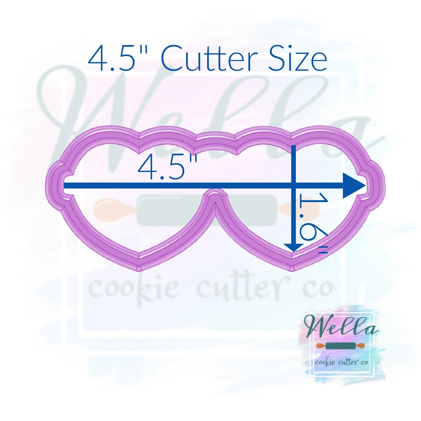 Heart Shaped Glasses Cookie Cutter, Valentine's Day Cookie Cutter