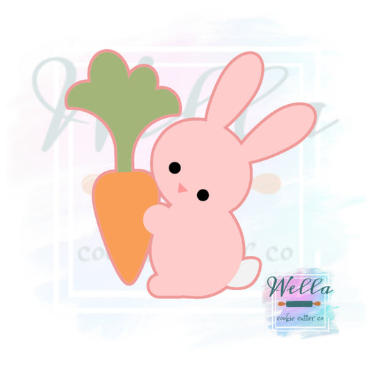 Pink Bunny with Carrot Cookie Cutter, Easter Cookie Cutter