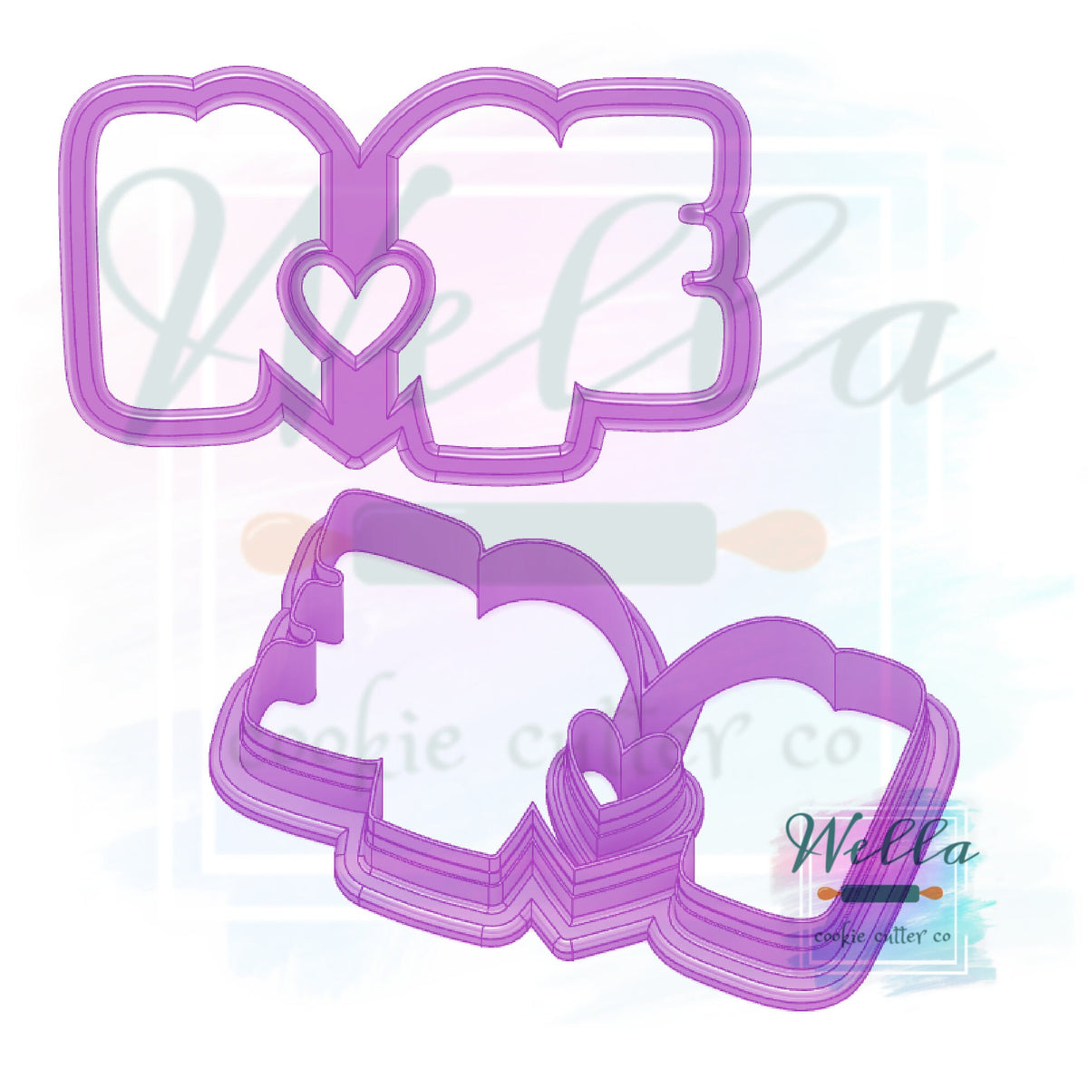 Love Cookie Cutter with Cut Out Heart and Optional Stencil, Valentine's Day Cookie Cutter, Love Cookie Cutter