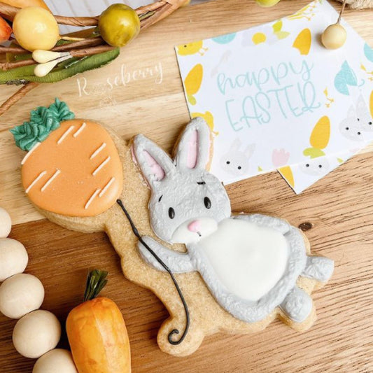 Bunny Holding Balloon Cookie Cutter, Easter Bunny Cookie Cutter, Bunny with Balloon Cookie Cutter, Easter Cutter