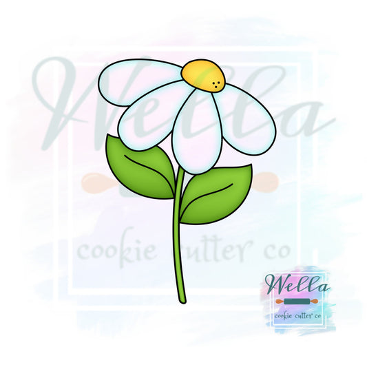 Daisy Flower with Leaves Cookie Cutter, Easter Flower Cookie Cutter