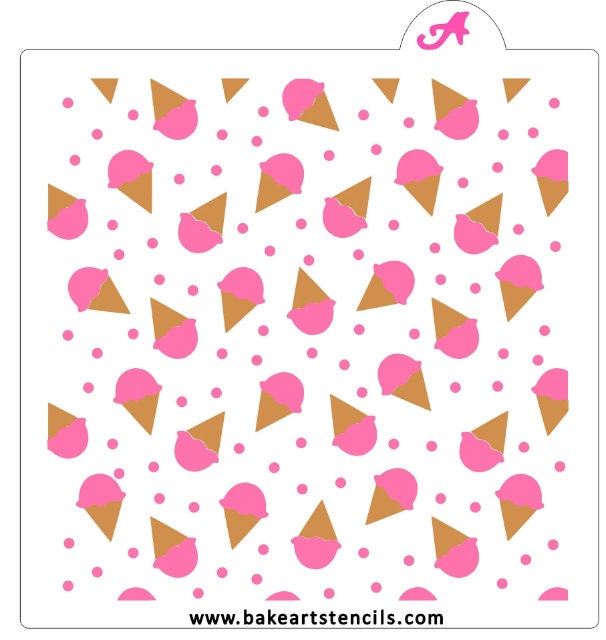 Ice Cream Cones Stencil Set - 2 Piece Set, Ice Cream Cookie Stencil