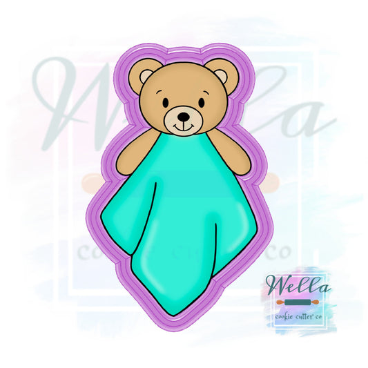 Baby Bear Blanket Cookie Cutter with Optional Stencil, Bear Cookie Cutter