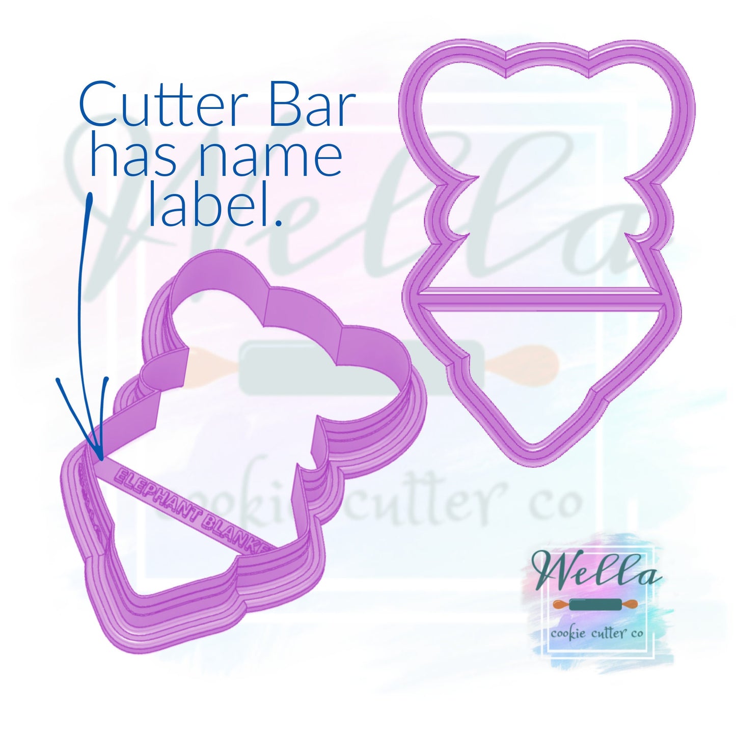Baby Elephant Blanket Cookie Cutter with Optional Stencil, Baby Elephant Cookie Cutter