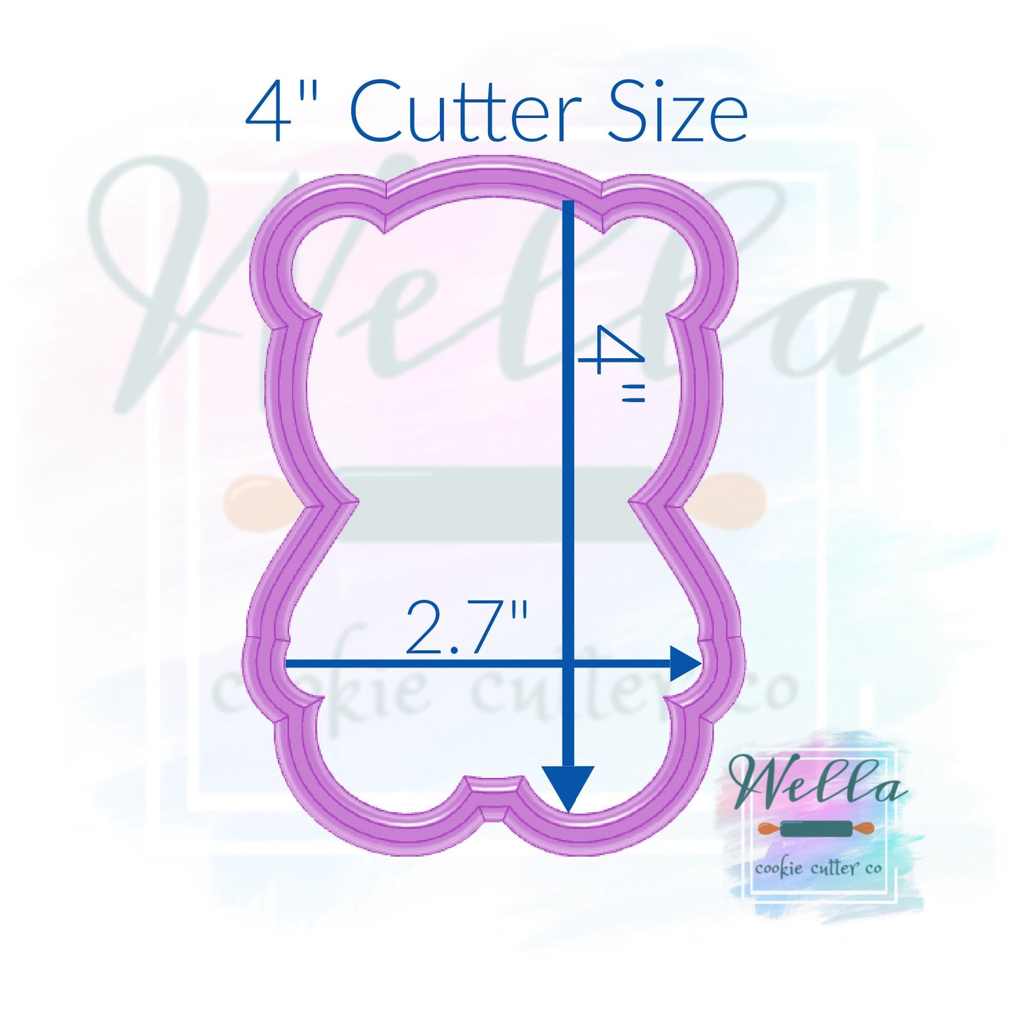 Baby Bear In Coat Cookie Cutter with Optional Stencil