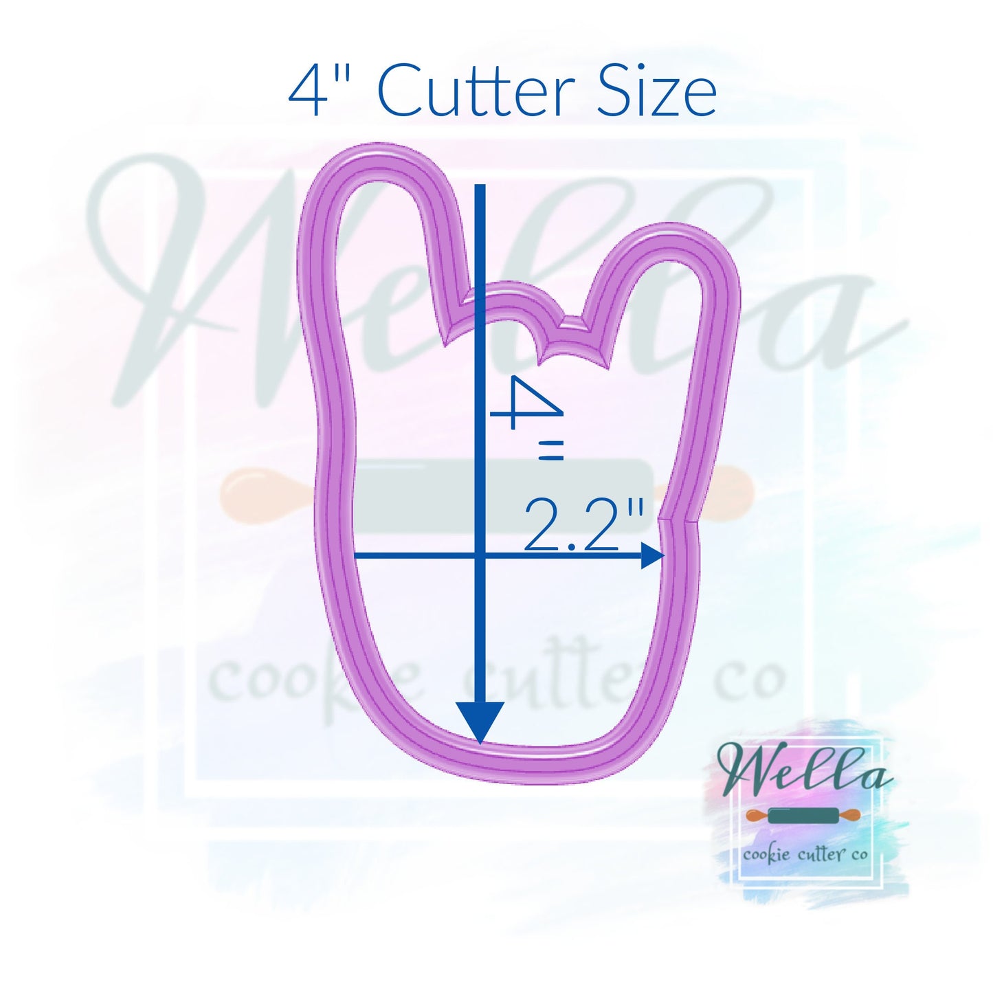 Rock Out Hand Cookie Cutter with Optional Stencil, Rock On Cookie Cutter
