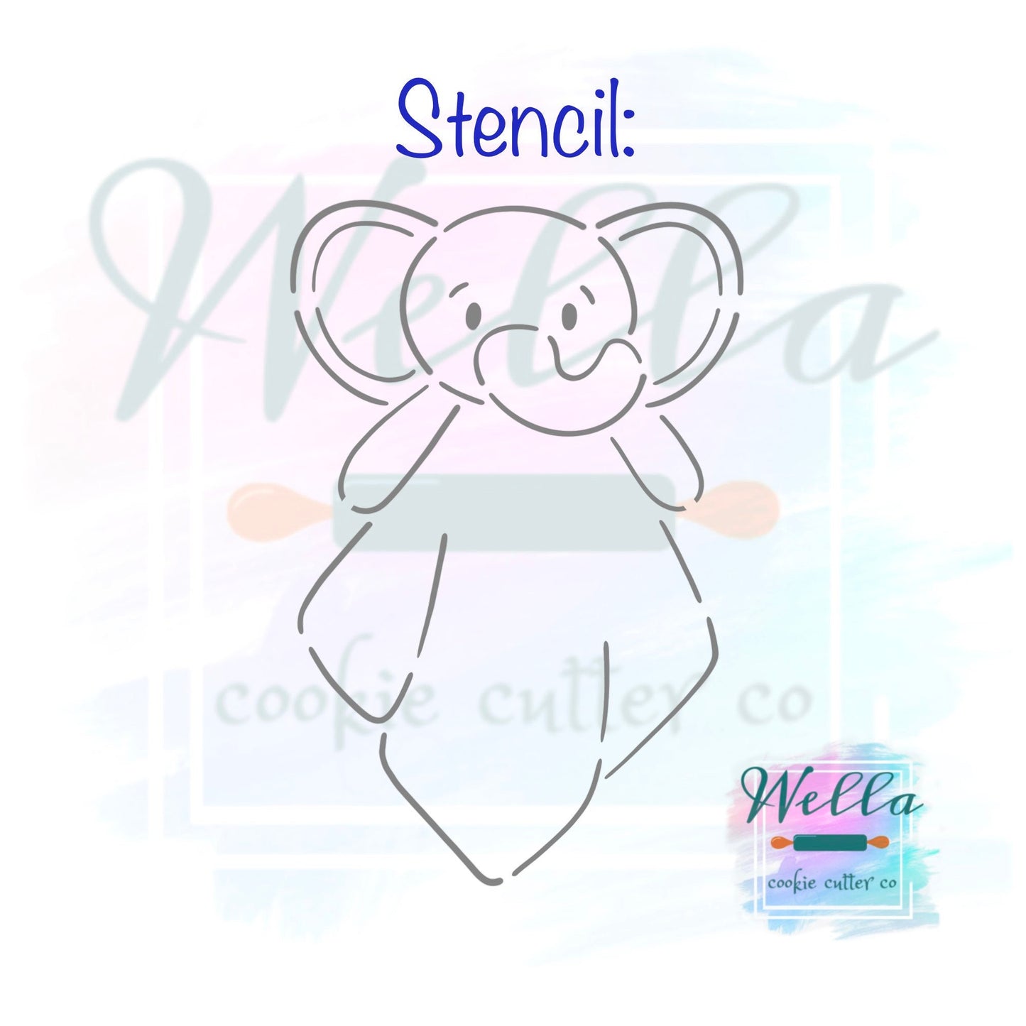 Baby Elephant Blanket Cookie Cutter with Optional Stencil, Baby Elephant Cookie Cutter