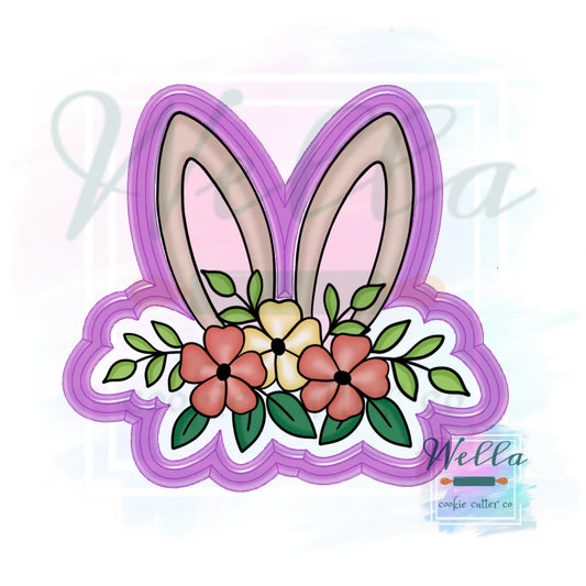 Floral Bunny Ears Cookie Cutter, Easter Cookie Cutter