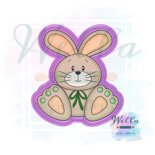 Bunny Big Feet Cookie Cutter with Optional Stencil Guide, Easter Cookie Cutter