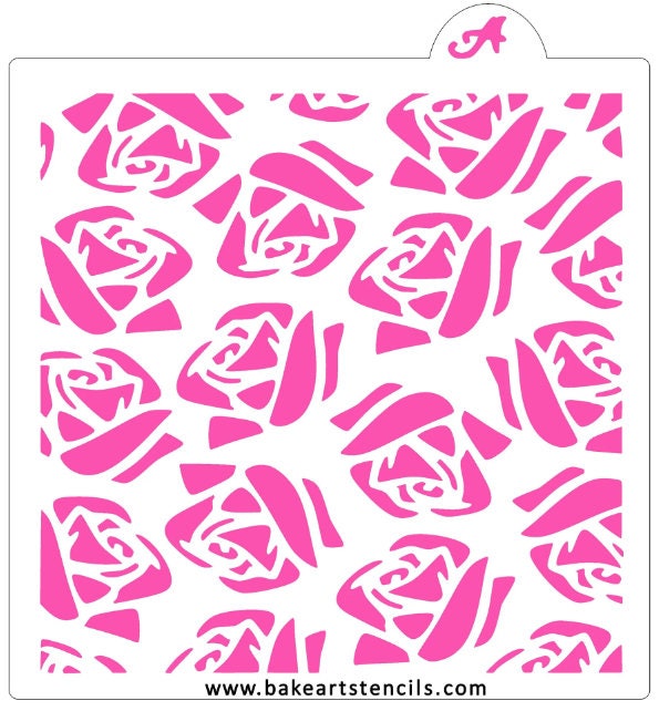 Ruffled Rose Pattern Stencil, Rose Cookie Stencil