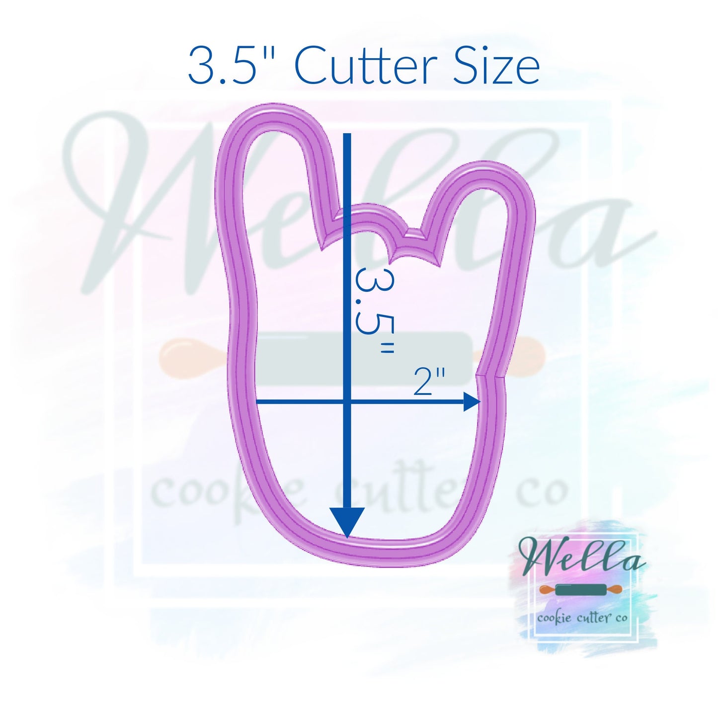 Rock Out Hand Cookie Cutter with Optional Stencil, Rock On Cookie Cutter
