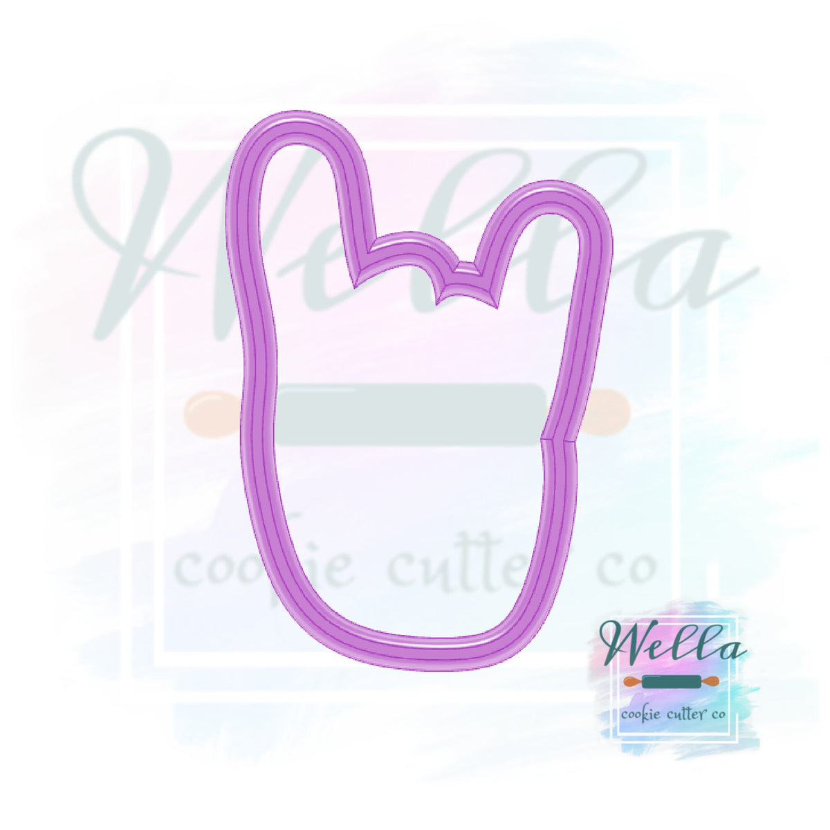 Rock Out Hand Cookie Cutter with Optional Stencil, Rock On Cookie Cutter