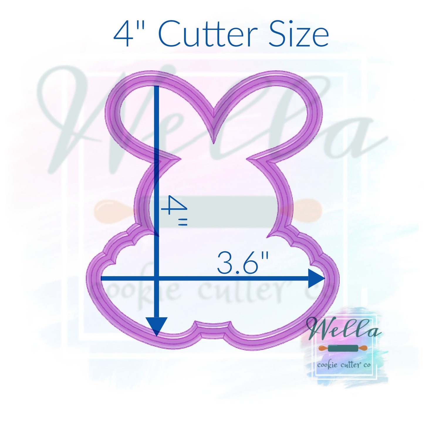 Bunny Big Feet Cookie Cutter with Optional Stencil Guide, Easter Cookie Cutter