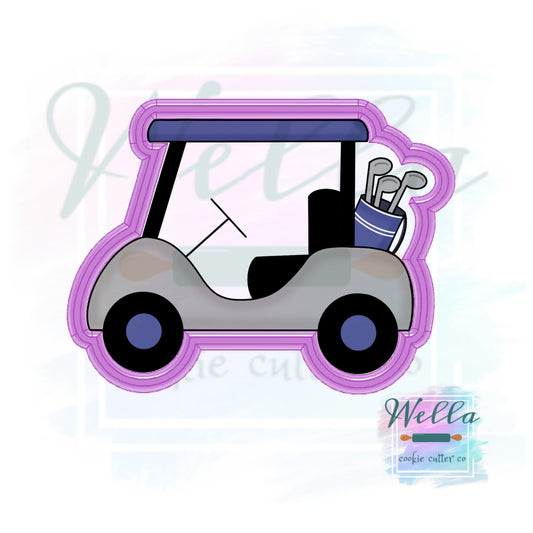 Golf Cart with Clubs Cookie Cutter, Golf Cookie Cutter, Father's Day Cookie Cutter, Dad Cookie Cutter