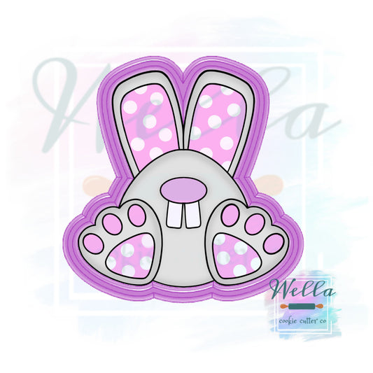 Bunny Big Feet #2 Cookie Cutter with Optional Stencil Guide, Easter Cookie Cutter