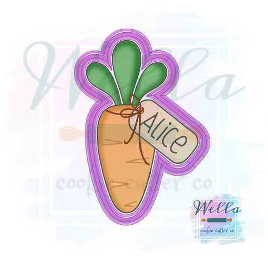 Carrot with Name Tag Cookie Cutter, Easter Cookie Cutter