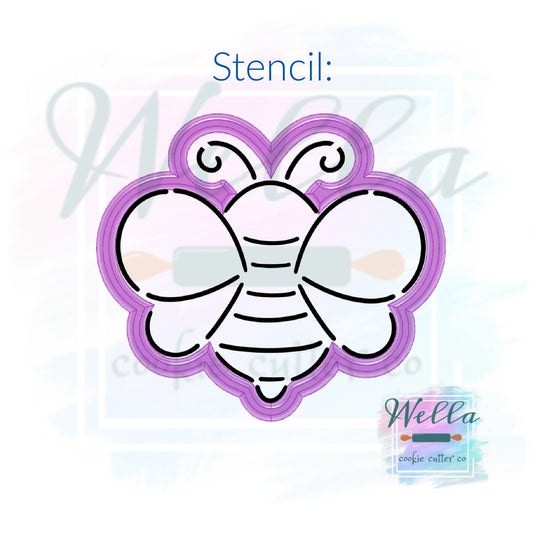 Bee Chubby Cookie Cutter with Optional Stencil, Honey Bee Cookie Cutter, Baby Shower Cookie Cutter