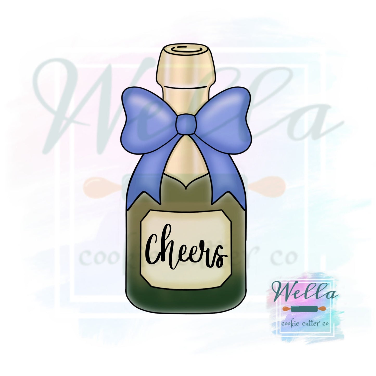 Wine Bottle with Bow Cookie Cutter