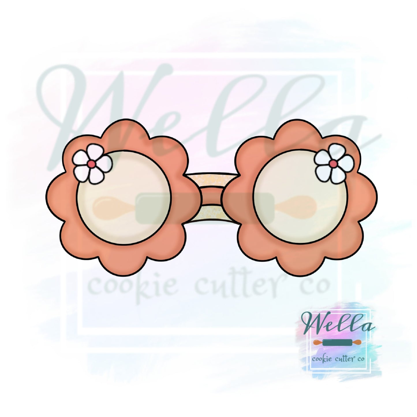Daisy Glasses #2 Cookie Cutter, Flower Glasses Cookie Cutter, Sunglasses Cookie Cutter
