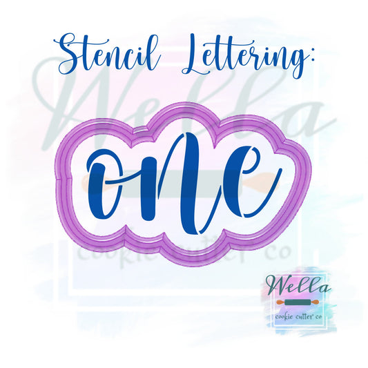 Number One Text Cookie Cutter - Lower Case with Optional Stencil