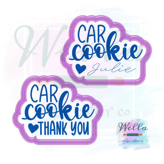 Car Cookie Text Cookie Cutter with Optional Stencil, Thank You Cookie Cutter