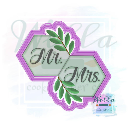 Double Hexagons with Greenery Cookie Cutter, Wedding Cookie Cutter