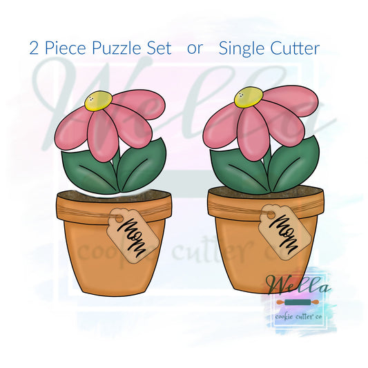 Flower In Pot Cookie Cutter - 2 Piece Set or Single Cookie Cutter, Daisy in Pot Cookie Cutter, Mother's Day Cookie Day