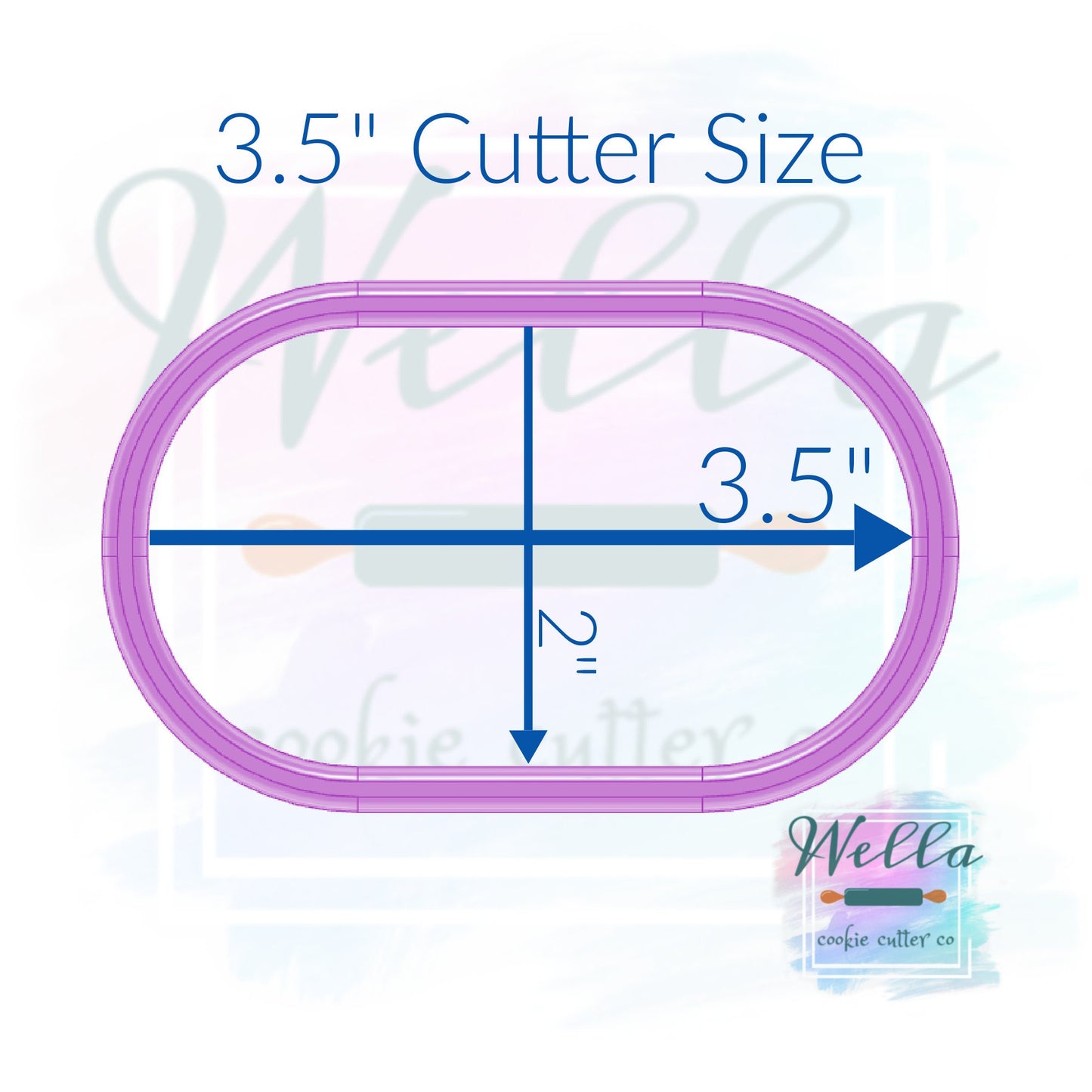 Wide Oval Plaque Cookie Cutter, Pill Shaped Cookie Cutter
