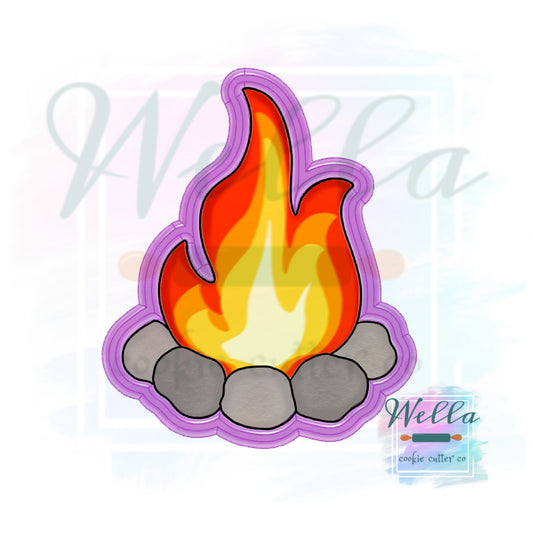 Campfire on Rocks Cookie Cutter, Camping Cookie Cutter, Fire Cookie Cutter